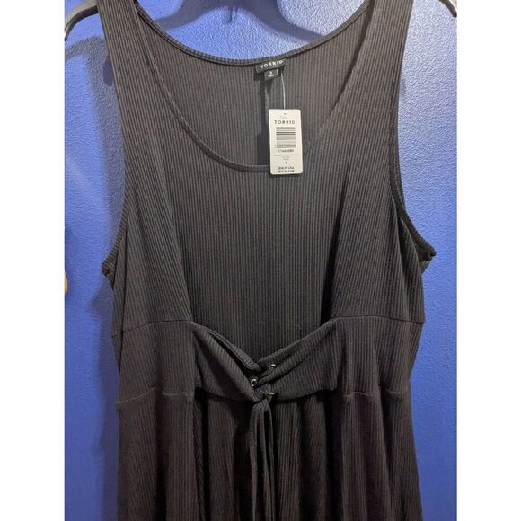 NWT Torrid Black Ribbed Lace Up Slater Dress NWT! - Picture 4 of 10